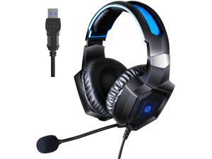 HP Stereo Gaming Headset PC Over Ear Headphones 7.1 Surround Sound with Mic for PC/Mac/Laptop Gamer Headset with Noise Cancelling Mic Comfortable Design and LED Lights