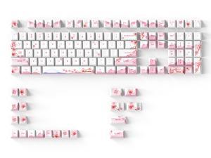 Corn Fuji Sakura PBT Keycaps Set for MX Switches Mechanical Keyboard Fullsize, Tenkeyless, Winkeyless, 75%, 65%, 60% Keyboard (CHERRY-128KEY)