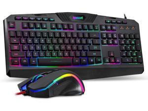 Corn S101-BB PC Gaming Keyboard Mouse Combo RGB LED Backlit Wired with Macro & Multimedia Keys, 8 Buttons RGB Backlit Mouse 7200 DPI for Windows Computer Gamers (Gaming Mouse and Keyboard Set)