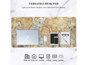 Corn Large Mouse Pad, Full Desk XXL Extended Gaming Mouse Pad 35" X 15", Waterproof Desktop Mat with Stitched Edge, Non-Slip Laptop Computer Keyboard Mousepad for Office & Home, World Map Design