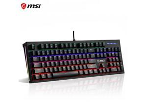 MSI GK50Z PLUS Gaming Backlit RGB LED Wired Mechanical Switches Anti Ghosting 104 Keys,TPU and ABS Keycaps-Black,Blue Switch