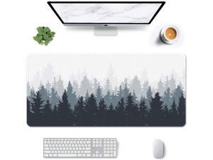 Corn Large Mouse Pad, Full Desk XXL Extended Gaming Mouse Pad 35" X 15", Waterproof Desk Mat with Stitched Edge, Non-Slip Laptop Computer Keyboard Mousepad for Office & Home, Misty Forest Design