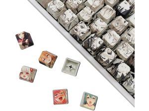 Keycaps 108 PBT Dye Sublimation OEM Profile Japanese Anime Keycaps for Cherry Mx Gateron Kailh Switch Mechanical Keyboard (Rat-Limited) White