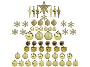 60ct Gold Christmas Tree Ball Ornaments Set Shatterproof Christmas Bling-Bling Hanging Decoration with Hand-held Gift Package for Xmas Tree Holiday Wedding Party (Gold)