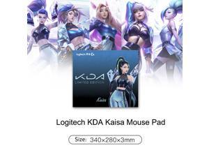Logitech K/DA Cloth Gaming Mouse Pad - 0.12 in Thin, Non-slip Natural Rubber Base Desk Mat, Official League of Legends Gaming Gear Blue Small (340*280*3mm)