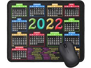 Mouse Pad with Stitched Edge, Computer Mouse Pad with Non-Slip Rubber Base, Mouse Pads for Computers Laptop Mouse 9.6x7.9x0.1 inch (2022 Calendar Black)