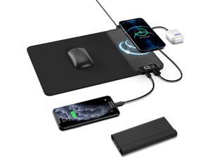 Wireless Charging Mouse Pad Charger With USB Charger, OXX Qi 15W Wireless Fast Charging Mouse Mat For iPhone 13/12/11/Pro Max/SE/X/8, Samsung Galaxy S21/S20 ultra/S10/S9/S8, Note 20/10+, Airpods/2/Por