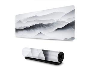 Corn Japanese Ink Wash Mountains and Rivers Gaming Mouse Pad XL, Extended Large Mouse Mat Desk Pad, Stitched Edges Mousepad, Long Non Slip Rubber Base Mice Pad, 31.5 X 11.8 Inch