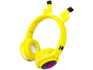 Kids Wireless Bluetooth Headphones,Cute Pikachu Over-Ear Headphones with Built-in Microphone,Wireless and Wired Headset for Phones,Tablets,PC,Laptop, for Boys Girls Toddler,Yellow