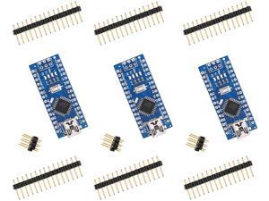 ELEGOO Nano Board CH 340/ATmega+328P Without USB Cable, Compatible with Arduino Nano V3.0 (Nano x 3 Without Cable)