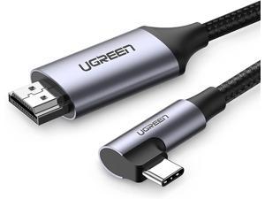 UGREEN 4K 60Hz USB C to HDMI Cable Right Angle 4K USB Type C HDMI Adapter Cable to Connect Laptop to Monitor Thunderbolt 3 Compatible for iPad Mini 6 MacBook Pro Samsung Note 9 S10 S9 S8 Plus 5FT