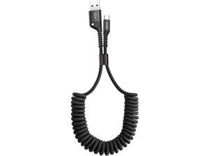 CORN USB Type C Cable for Car Retractable USB C Cable3FT Curly USB A to USBC Fast Charger Cord Compatible Samsung Galaxy S10 S9 S8 Plus Note 9 8 Moto Z LG5G6V20 USB C Devices Black