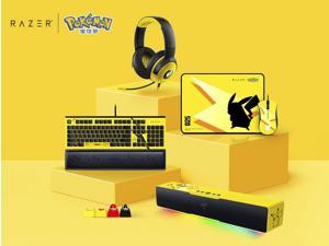 Razer Pokemon Pikachu 104 Keys Gaming Keyboard (With Wrist Rest) RGB Type-c Bluetooth Desktop Computer Speaker USB Gaming Headset Wired Gaming Mouse Wrapped Mouse Pad Combo