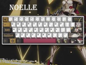 Corn 61key Wired Small Portable Mechanical Keyboard AntiGhosting Hot Swap PBT Fivesided Dye Sublimation Animation Joint Custom Keycap Black Switch Genshin Impact Noelle