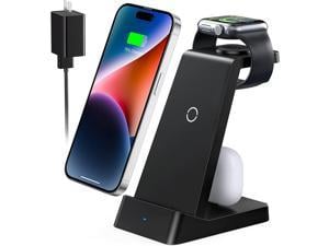Wireless Charging Station 18W Fast Wireless Charger Compatible with iPhone 14131211ProSEXSXRX8 Plus8 3 in 1 Wireless Charging Dock Stand for Apple Watch Series  Airpods with Adapter