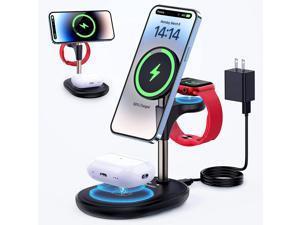 3 in 1 Wireless Charging Station for Multiple Devices Apple 18W QC30 Fast Magnetic MagSafe Charger Stand Gifts for iPhone 14 13 12 Pro MaxPlusProMini iWatch Ultra8765432 AirPods