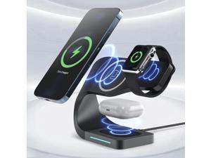 4 in 1 Magnetic Wireless Charger Fast Wireless Charging Station for iPhone Apple WatchAirPods Black