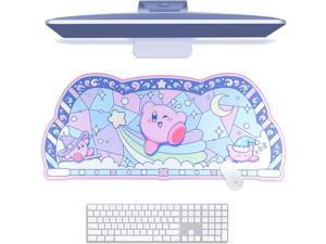 Corn Kirby Desk Pad  Kawaii Cute Anime Keyboard Gaming PC Laptop Mat  Large Super Smash Star Allies Forgotten Land Large Mat Mousepad  Pastel Pink Blue Desk Blotter Protector