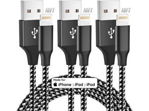 iPhone Charger Apple MFi Certified 3Pack 10FT Nylon Braided Lightning Cable Fast Charging iPhone Charger Cord Compatible with iPhone 13 12 11 Pro Max XR XS X 8 7 6 Plus SE and More