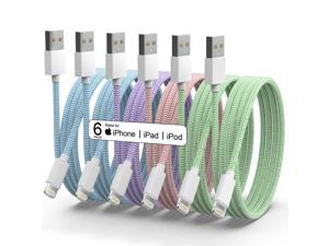 iPhone Charger Apple MFi Certified 6Pack 336669 FT Long Lightning Cable Fast USB Charging High Speed Data Cord Compatible iPhone 14 13 12 11 Pro Max XR XS X 8 7 6 Plus SE  Pastel Cute Colors