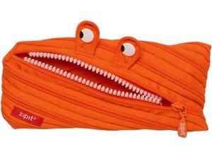 Monster Pencil Case for Boys Holds Up to 30 Pens Machine Washable Made of One Long Zipper Orange