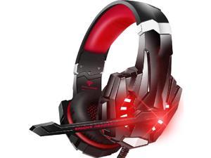 G9000 Stereo Pro Gaming Headset for PS4 PC Xbox One Controller Noise Cancelling Over Ear Headphones with Mic LED Light Bass Surround Soft Memory Earmuffs for Laptop Mac Wii Accessory Kits