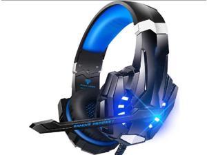 G9000 Stereo Gaming Headset for PS4 PC Xbox One PS5 Controller Noise Cancelling Over Ear Headphones with Mic LED Light Bass Surround Soft Memory Earmuffs for Laptop Mac Nintendo NES Games