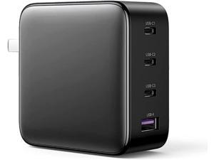 100W 4Ports GaN Wall Charger with 3 Type C and 1 USB Ports Compatible with MacBook pro MacBook Air iPad Pro iPhone 15 14 pro Google PixelbookCable Not Included