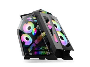 CORN Alien Irregular OpenedNot Dustproof PC Case Tempered Glass Gaming Desktop Computer Case Micro ATXMini ITX Support 240 Liquid Cooling and 120mm Fan6Not included Unique Appearance