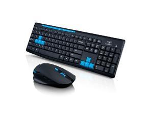 CORN Multimedia Wireless Gaming Keyboard and Mouse Combo With USB RF 2.4GHz, Anti-Ghosting Feature & Water-Proof Design - Black & Blue