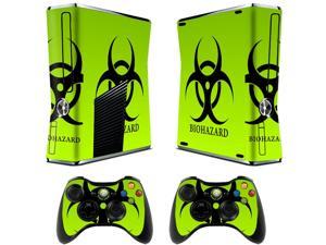 Skin for Xbox 360 Sticker Decals for X360 Custom Cover Skins for Xbox360 Slim Modded Console Game Accessories Set Decal Stickers and 2 Wireless Remote Controllers - Biological Harzard