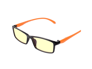 CORN Optiks YJ-2 Full Rim Advanced Video Gaming Eyewear Glasses with Headset Compatibility and Amber Lens Tint, flexible Beta Memory Polymer. (Orange)