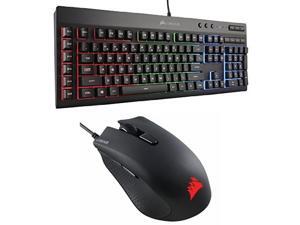 Corsair Gaming K55 RGB Keyboard, Backlit RGB LED with Corsair CH-9301011-NA Gaming Harpoon RGB Gaming Mouse, Backlit RGB LED, 6000 DPI, Optical