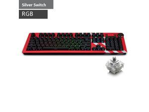 Mechanical Gaming Keyboard, CORN Full RGB Backlit Red Keyboard with 110 Key - Fully Programmable and N-key Rollover(Silver Switch)