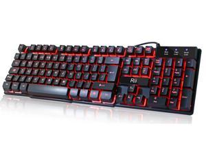 Rii RK100 3 Colors LED Backlit Mechanical Feeling USB Wired Multimedia Keyboard For working or prime gaming