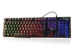 Rii RK100+ Multiple Color Rainbow LED Backlit Large Size usb Wired Mechanical Feeling Gaming Keyboard For Windows OS
