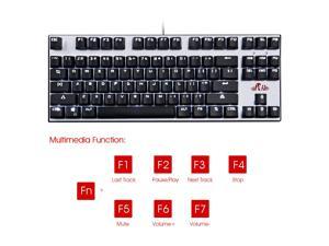 Gaming keyboard,Rii RK902 87-Key Wired Mechanical Keyboard with Blue Switches,Metal Cover,LED-Backlit for Typing and Gaming