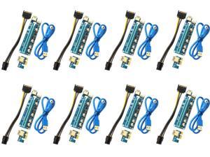 8-Pack Ver006C Mining Dedicated PCIe Riser Cable Card Riser Adapter Cryptocurrency PCI Express 1X to 16X Extender Mining Rig 60cm USB 3.0 6Pin Power