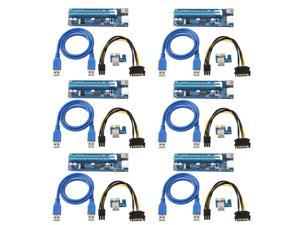 6-Pack Ver006C Mining Dedicated PCIe Riser Cable Card Adapter Cryptocurrency PCI Express 1X to 16X Extender Mining Rig 60cm USB 3.0 6Pin Power