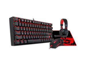 Mechanical Gaming Keyboard and Mouse, Mouse Pad,PC Gaming Headset with Microphone Combo, Redragon K552-BB Gaming Mouse LED Backlit 87 key Mechanical Gaming Keyboard Blue Switches Gaming Mouse Pad