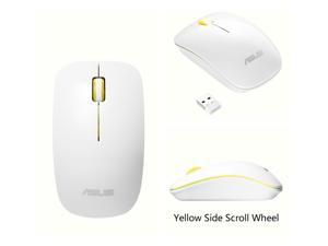 Asus UT220 Ergonomic Design, Classic Exterior 2.4GHz 10m 1600DPI Wireless Mouse  For Office And Game, High Compatibility Support PC, and Laptop  - White, Yellow Side Scroll Wheel