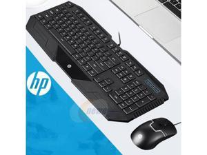 HP GK1100 Mechanical Feeling Cool Exterior Waterproof   USB Plug Wired Keyboard And Mouse Combo For Office And Game, 26 Anti-ghosting and ST Sensor - Black