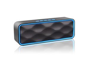 MANCASSY N7 Wireless Bluetooth Speaker, Outdoor Portable Stereo Speaker with HD Audio and Enhanced Bass, Built-In Dual Driver Speakerphone, FM Radio and TF Card Slot (Blue)
