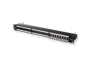 CORN Rackmount or Wallmount 24-Port Cat6a Shielded RJ45 Patch Panel with Jack Shutter CORN Rackmount or Wallmount 24-Port Cat6a Shielded RJ45 Patch Panel with Jack Shutter
