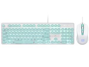Technology N518 26 Non-conflicting Keys, Ergonomic Design, Retro Punk Exterior USB Wired White Backlit Keyboard And 1600DPI Mouse Combo For Office And Game - Mint Green Technology N518 26 Non-conflicting Keys, Ergonomic Design, Retro Punk Exterior USB Wired White Backlit Keyboard And 1600DPI Mouse Combo For Office And Game - Mint Green