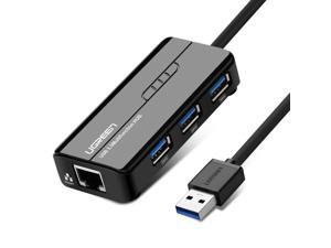 UGREEN Ethernet Adapter USB Gigabit Network Adapter 10/100/1000Mbps/1 Gbps with USB 3.0 Hub 3 Ports for Nintendo Switch, Wii, Windows Surface Pro, MacBook Air/Retina, iMac Pro, Chromebook, and More PC