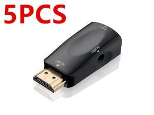 HDMI to VGA Converter Adapter (5PCS) CORN Gold-plated 3.5mm Audio Port Cable For PC, Laptop, DVD, Desktop, Ultrabook, Notebook, Intel Nuc, Macbook Pro, Chromebook, Roku Streaming Media Player 5PCS