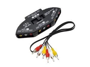 CORN Black 3-Way Audio Video AV RCA Switch Selector Box Splitter For XBOX XBOX360 DVD PS2 PS3 with AV Cable CORN Black 3-Way Audio Video AV RCA Switch Selector Box Splitter For XBOX XBOX360 DVD PS2 PS3 with AV Cable