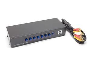 CORN- 8Way AV Switch | 8 Input 1 Output RCA Selector Switch for Composite Audio and Video | Switcher Box |(Black)