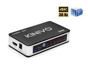 Kinivo 501BN 5-Port High-Speed 4K HDMI Switch With IR Wireless Remote And AC Power Adapter - Supports 4K 30Hz For Xbox 360/One, PS4/PS3, Nintendo Switch, Blu-ray Player, Apple TV, Roku etc